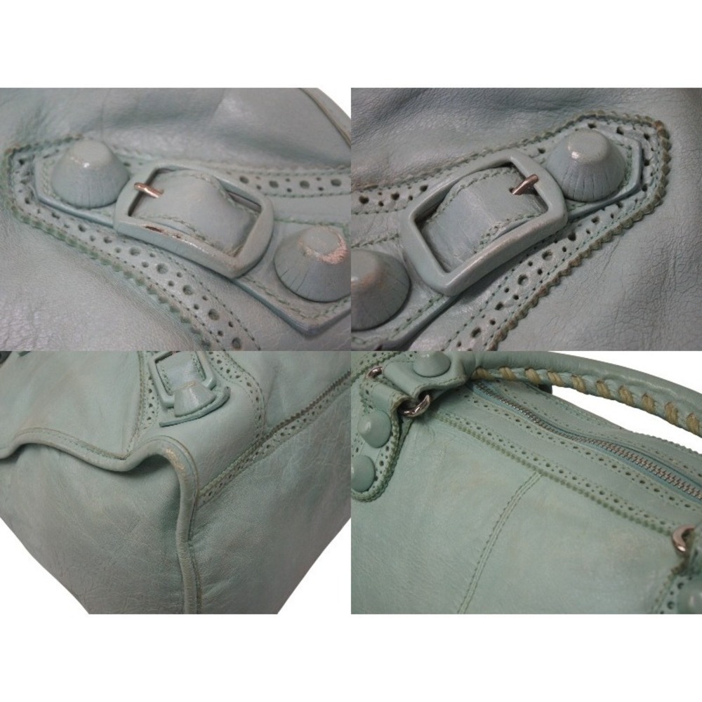 BALENCIAGA The Giant Editors City Covered Handbag Green Leather - Picture 7 of 9